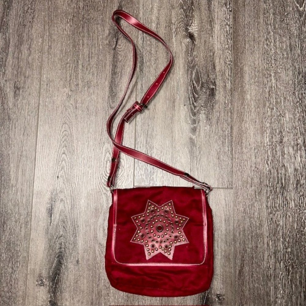 Pink Collection Star Pattern Crimson Red Crossbody Bag Purse